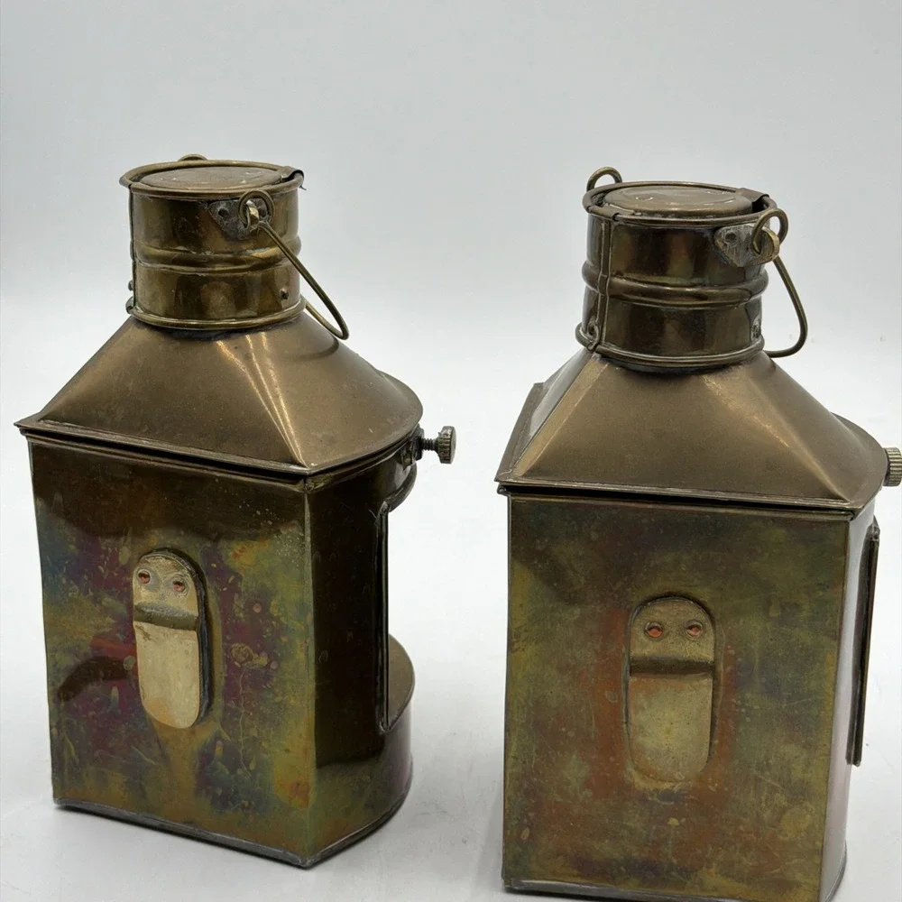 Vintage Port Lanterns Antique Brass Finish Nautical Oil Lamps Ship Lights